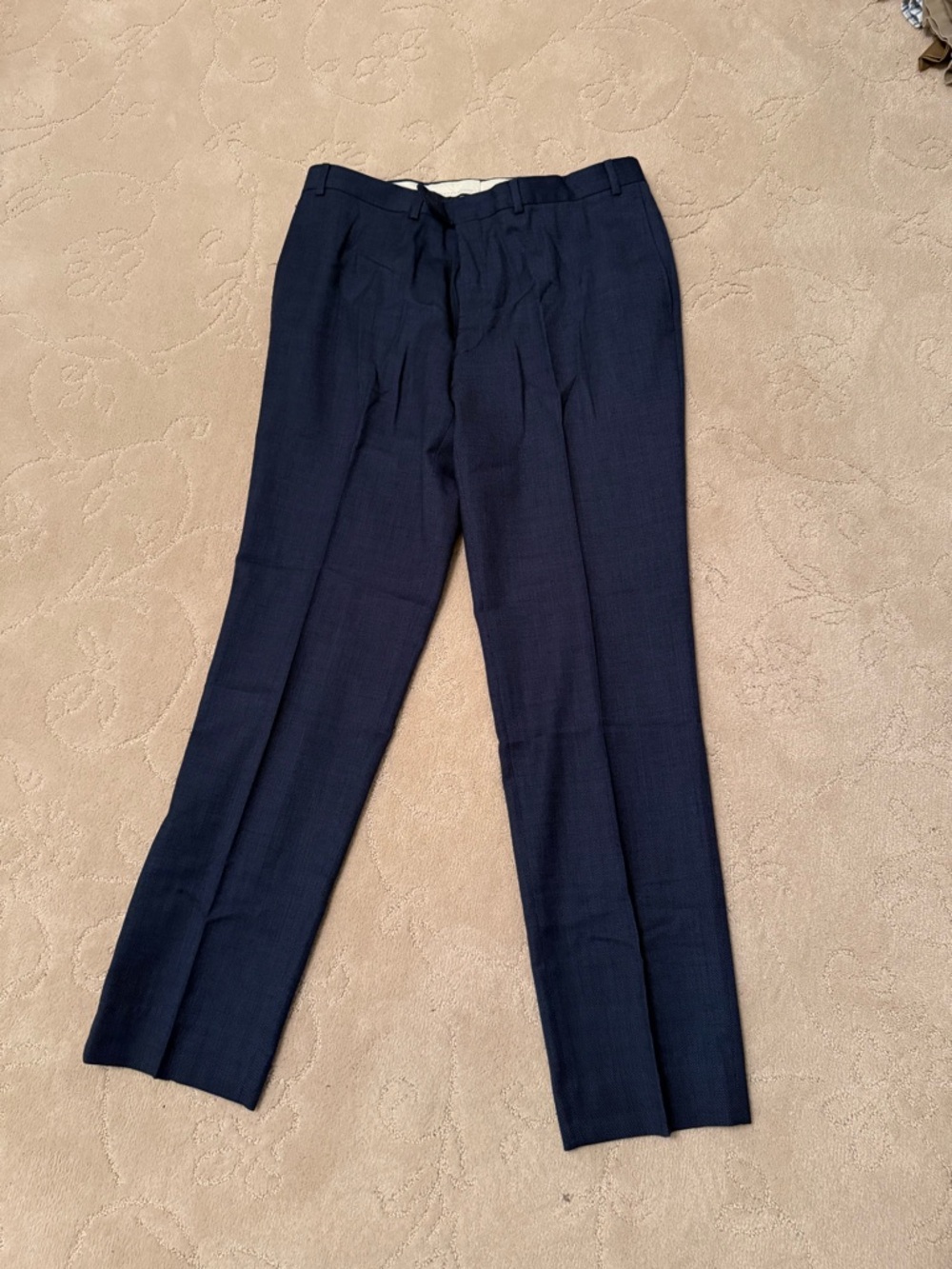 Men's Dark Navy Dress Trousers – Tailored Pleat Front